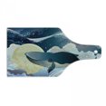 thumbnail image 1 of Whale Cutting Board, Cartoon Style Huge Whale Flies over the Night Clouds with Other Planets, Tempered Glass Cutting and Serving Board, Wine Bottle Shape, Night Blue and White, by Ambesonne, 1 of 1