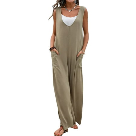 

Ma&Baby Women Sleeveless V-Neck One-piece Long Bodysuit Jumpsuit S M L XL XXL