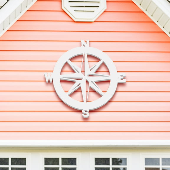 Outdoor Nautical Compass Sign - PVC Coastal Wall Art for Beach House, Garage, Shed - Compass Rose Wall Decor (2 Foot)