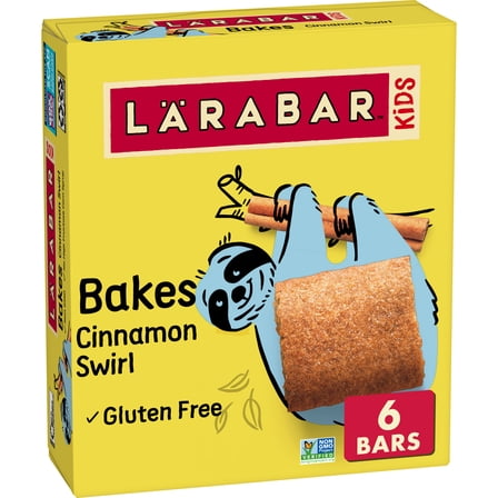 Larabar Kids, Bakes Cinnamon Swirl, Gluten Free Snack Bars, 6 Ct, 5.76 oz