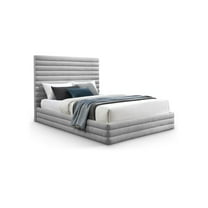 Meridian Furniture Maxwell Grey Linen Textured Fabric Full Bed