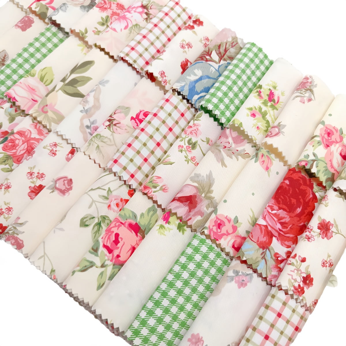 iMzoon 84 Pcs Jelly Roll Fabric Strips for Quilting Fabric, Sewing Supplies & DIY Crafts-2.6 Inch Precut Cotton Floral Fabric Strips Bundles with Wavy Edges, Perfect for Quilt Projects,Rose