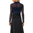 thumbnail image 3 of INSPIRE CHIC Women's Satin Shrugs for Evening Dress Open Front Mesh Cardigan Elegant Wedding Bolero L Dark Blue, 3 of 6