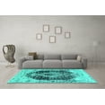 thumbnail image 3 of Ahgly Company Machine Washable Indoor Square Persian Turquoise Blue Bohemian Area Rugs, 7' Square, 3 of 4