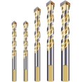 thumbnail image 1 of Multi-material drill bit set with double groove carbide tip for tile, concrete, brick, glass, plastic, wood, metal, silver, 1 of 4
