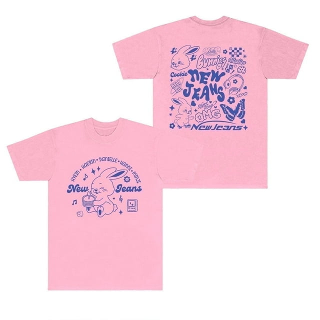 New Jeans NJWMX T-shirts Rabbit Logo Merch Tee Summer Women Men Fashion Casual KPOP Short Sleeve