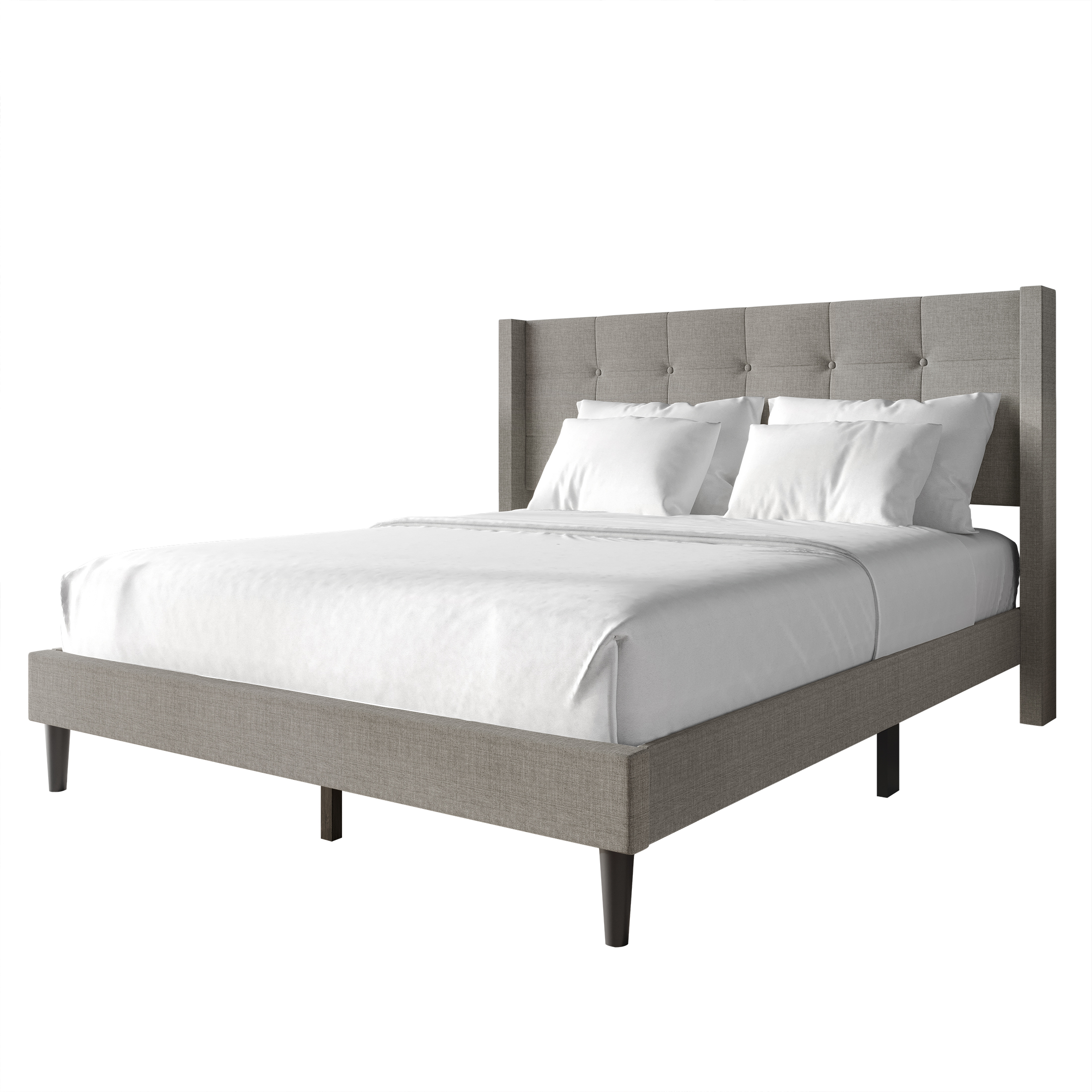 Castle Place Elegance Wingback Twin Platform Bed, Grey