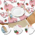 thumbnail image 4 of White Cow Milk Strawberry Pattern Round Fitted Tablecloth with Elastic Edge,Dining Table Cover Waterproof,Outdoor Round Tablecloth for Camping,Dining,Indoor and Outdoor, 4 of 7