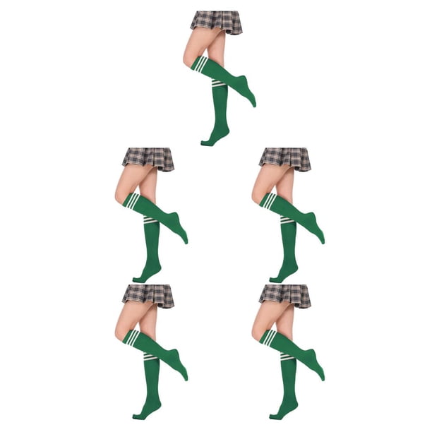 Qarigey Rayas Medias altas hasta el muslo Calcetín antideslizante Botas Juegos deportivos JK Día de San Valentín Accesorios para mujeres Raya blanca Type2 Qarigey CBP334140