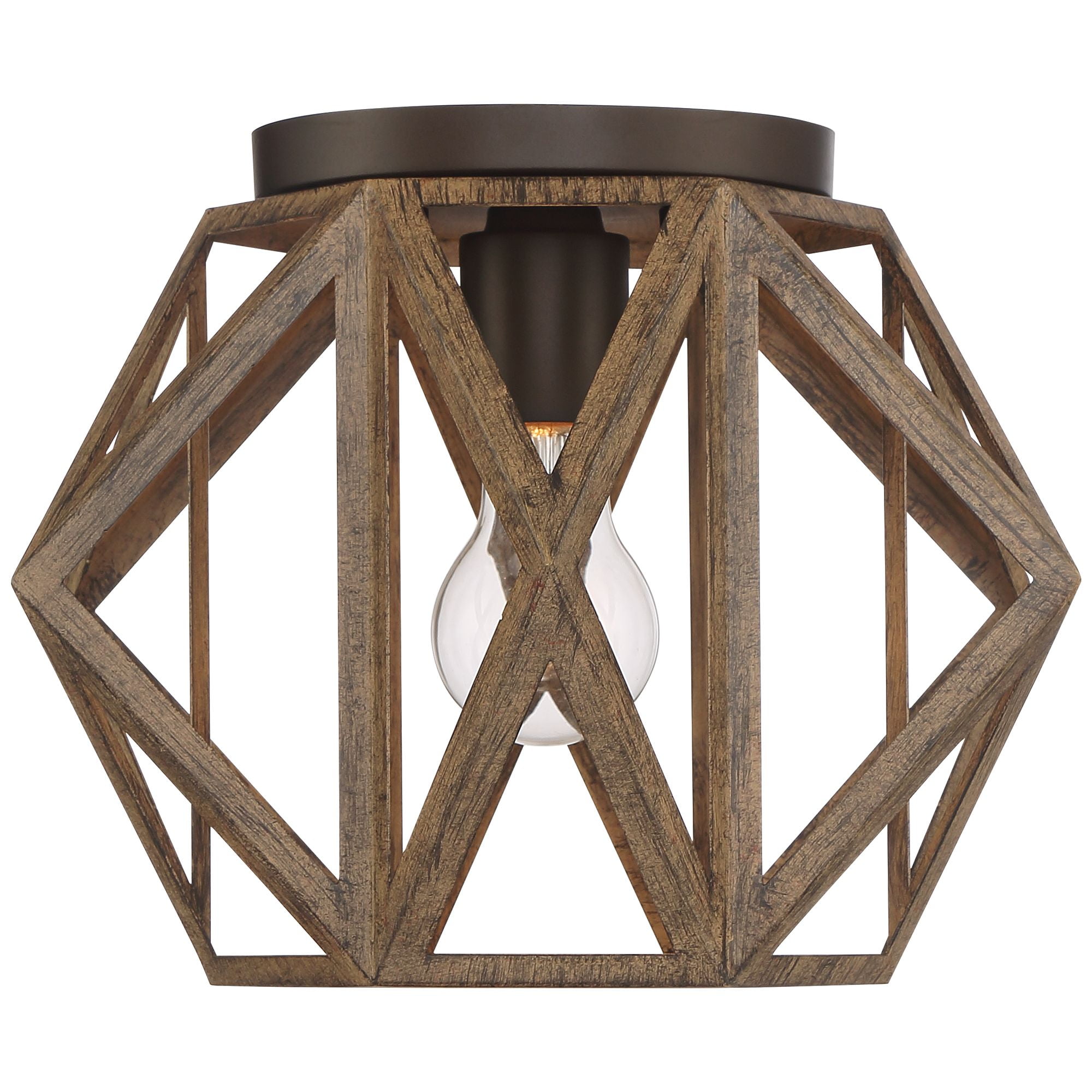 Possini Euro Design Moorcroft Rustic Farmhouse Ceiling Light Flush Mount Fixture 12 1/4" Wide Oil Rubbed Bronze Painted Wood for Bedroom Living Room