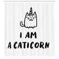 thumbnail image 3 of Ambesonne Unicorn Cat Shower Curtain, Humorous Writing, 69"Wx70"L, Black White, 3 of 3