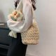 thumbnail image 4 of Bolso de playa para mujer, bolso de hombro de paja, bolso de playa de verano, bolso de cubo tejido a mano con cordón, 4 of 5