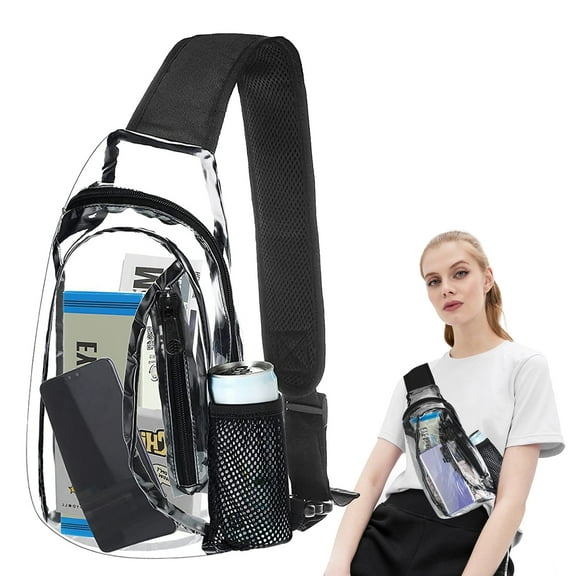 Clear Sling Bag, EEEkit Stadium Approved Chest Backpack for Women Men, Transparent Crossbody Daypack for Hiking Concerts