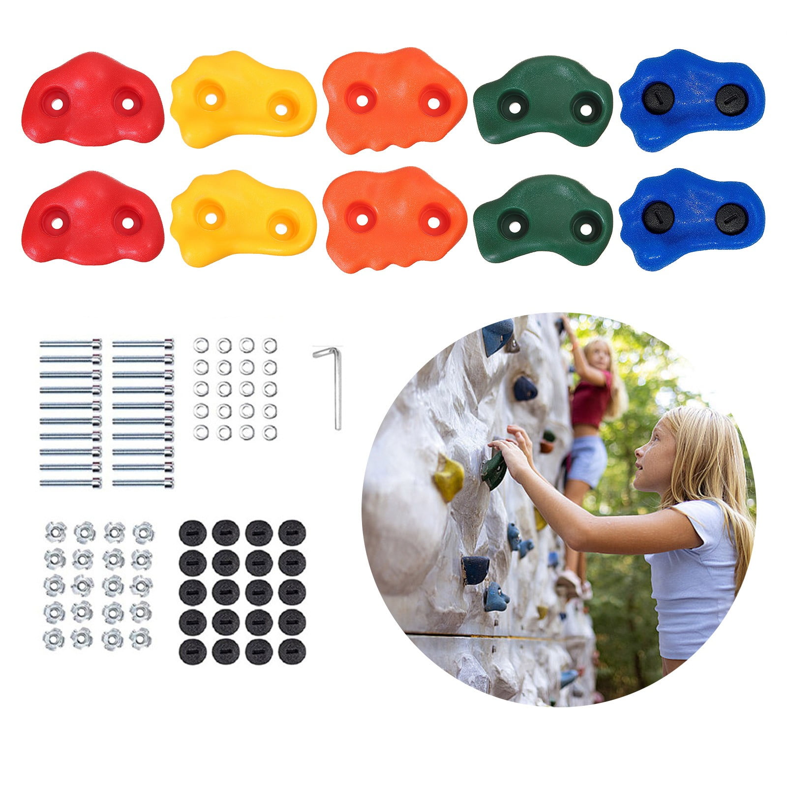Cadorn 10pcs Kids' Rock Climbing Holds, Outdoor Physical Training Climbing Grips, Playground Accessories for Tree Climbing & Swing Sets