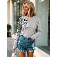 thumbnail image 2 of NAYTOAO Women's Asymmetric Leopard Cheetah Print Crew Neck Knit Pullover, 2 of 6