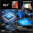 thumbnail image 2 of AT1016U Pro 10.1 Pouces Tablette Android 14: 8 Go RAM + 128 Go (1 To Extensible), Quad-Core & Batterie 6000mAh, HD IPS (1280x800), cams 5MP/2MP, WiFi/Bluetooth, Certifié GMS – Gris, 2 of 8