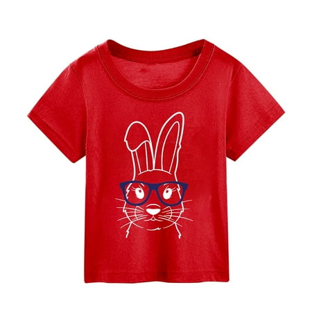 

Toddler Summer Children s Easter Cartoon Bunny Print Short Sleeved T Shirt for Boy and Girl