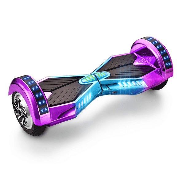 WEELMOTION 8" Chrome Iridescent Off-road Hoverboard UL 2272 certified Hoverboard for Kids Adults with LED lights and Music Speaker 8 Inch All Terrain hoverboard with bag, Dual 300W Motor up to 8km/h