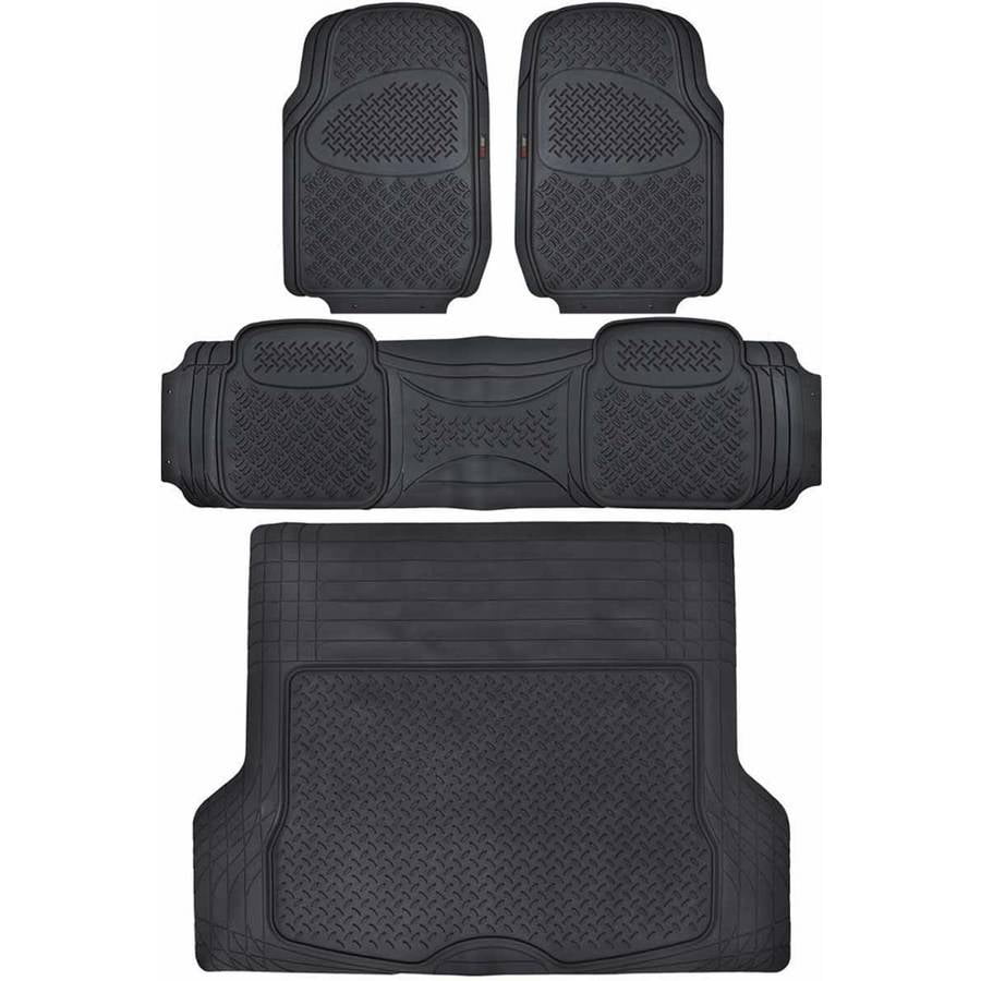 Motor Trend Heavy Duty Car Rubber Floor Mats with Large