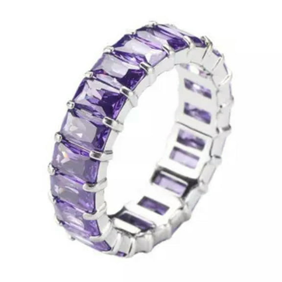 GKNET Women's Stainless Steel Colorful Zircon Gemstone Ring Size 6-10