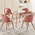 thumbnail image 2 of Dining Chairs Set of 2, Modern Velvet Kitchen Room Chair Upholstered Accent Leisure Side Chairs with Oak Legs, Pink, 2 of 7