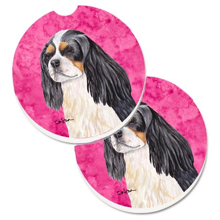 

Pink Cavalier Spaniel Set of 2 Cup Holder Car Coaster