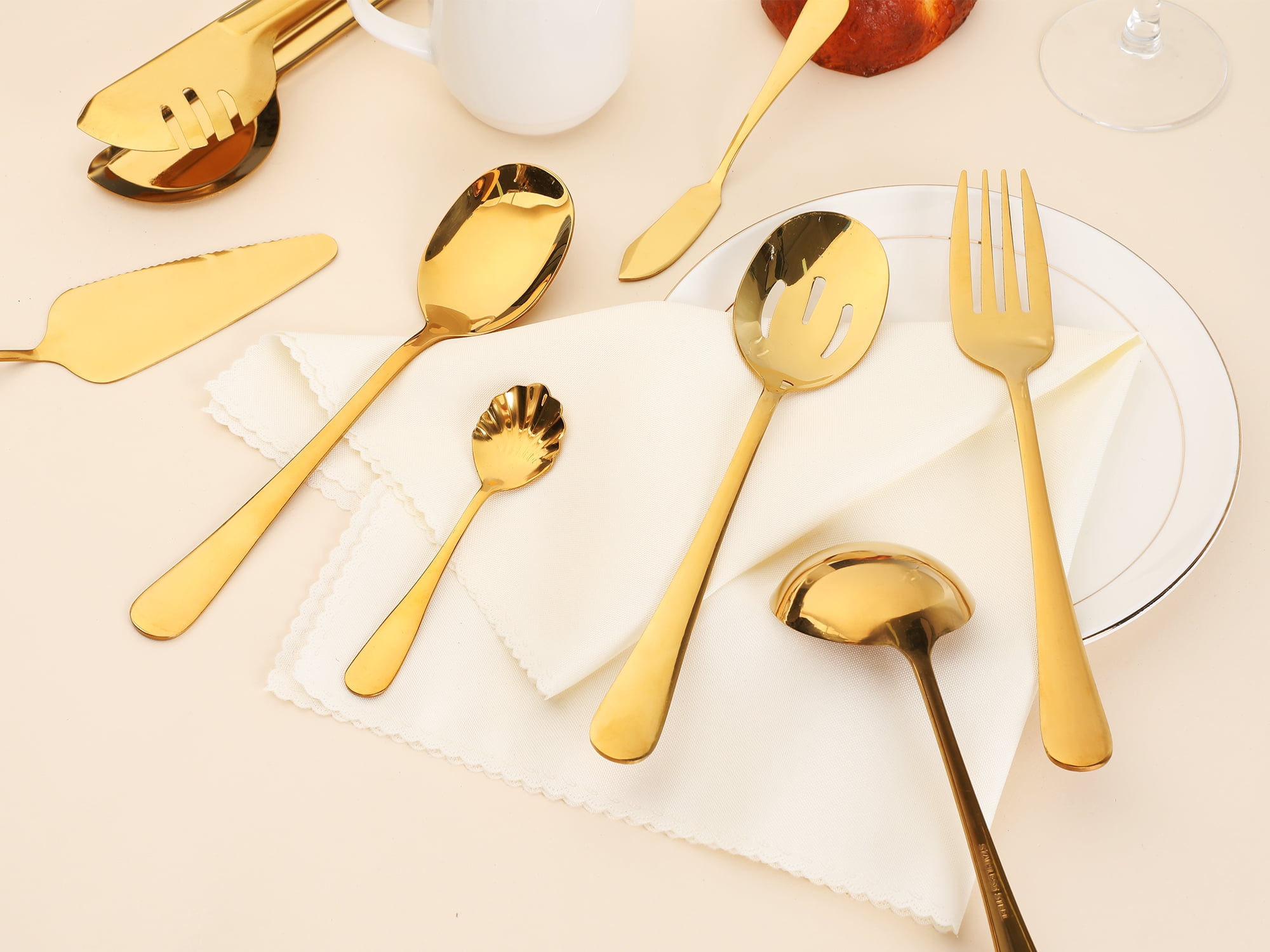 Unique Bargains 12 Pcs Silverware Set Stainless Steel Flatware Cutlery Gold