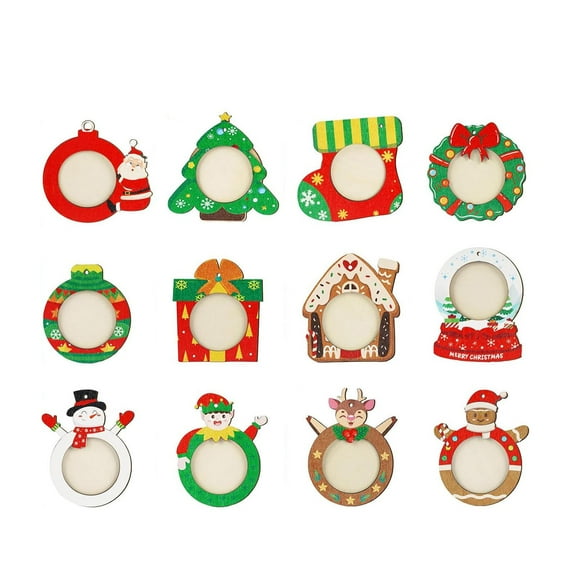 HOMYL 12 Pieces Christmas Pictures Frame Hanging Ornament Parties Keepsake Pendant