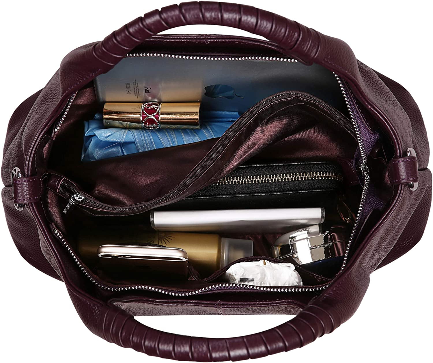 Mostdary Women Top Handle Satchels Leather Handbags Large Capacity Work Tote Shoulder Crossbody Bags Coffee