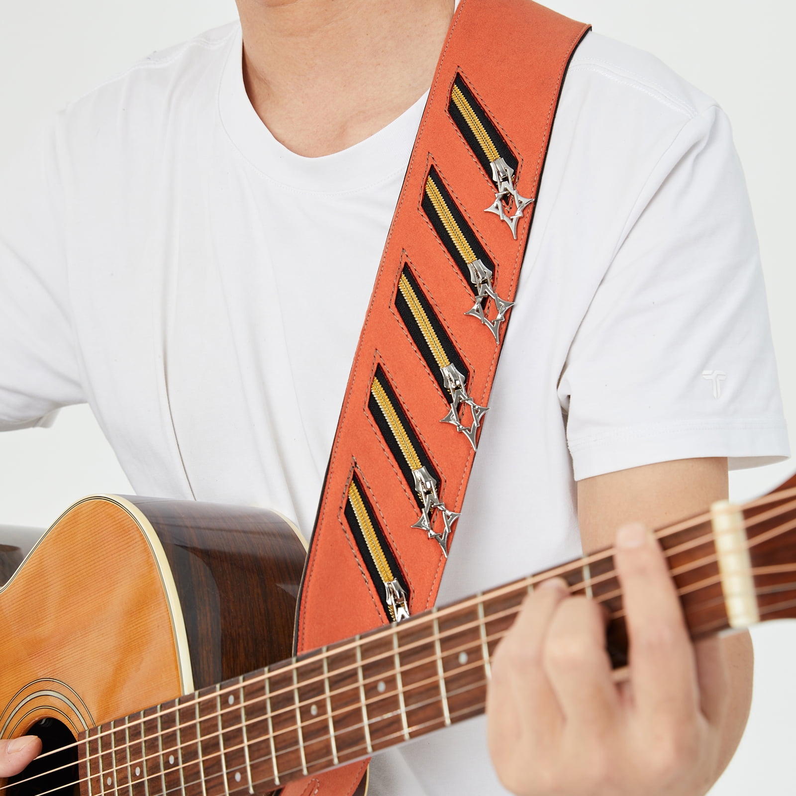 Punk Guitar Strap Microfiber Featuring Metal Studs Decorations Wide Shoulder Design Adjustable Length for Comfortable Use