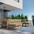 thumbnail image 2 of Lounge Sectional Sofa Set, Brown Natural, Teak Wood, Outdoor Patio Balcony Cafe Bistro Garden Hospitality Restaurant, Modern Contemporary HB34457, 2 of 14