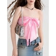 thumbnail image 2 of FAROOT Women's Bow Front Tube Tops Summer Strapless Contrast Color Bandeau Tops Slim Fit Shirts, 2 of 8