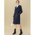 thumbnail image 3 of Abrigo Gabardina Con Cinturón Doble Botonadura Solapa Con Muesca Para Mujeres Azul Marino XS Unique Bargains Abrigo, 3 of 6