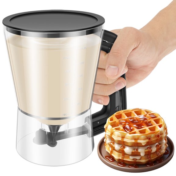 Ikoopy Pancake Batter Dispenser with Sturdy Handle 30oz Waffles Batter Separator Dishwasher Safe for Pancake Cupcake Waffles