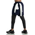 thumbnail image 4 of Deago Men's 2 in 1 Running Pants Compression Athletic Pants Workout Legging with Zipper Pockets (Navy, S), 4 of 10
