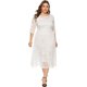 thumbnail image 4 of Vestido de mujer Vestido delgado de fiesta con cuello en O ahuecado de encaje de ganchillo Eccomum Blanco/6XL, 4 of 7