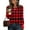 Red, variant on HOMBOM Womens Fall T-Shirts Tops Red Puff Sleeve Plaid Crew Neck for Ladies Long Sleeve