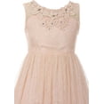 thumbnail image 2 of Little Girl Lace Flower Girl Dress Decorated 3D Flower Neckline Navy 6 CC 5036, 2 of 4