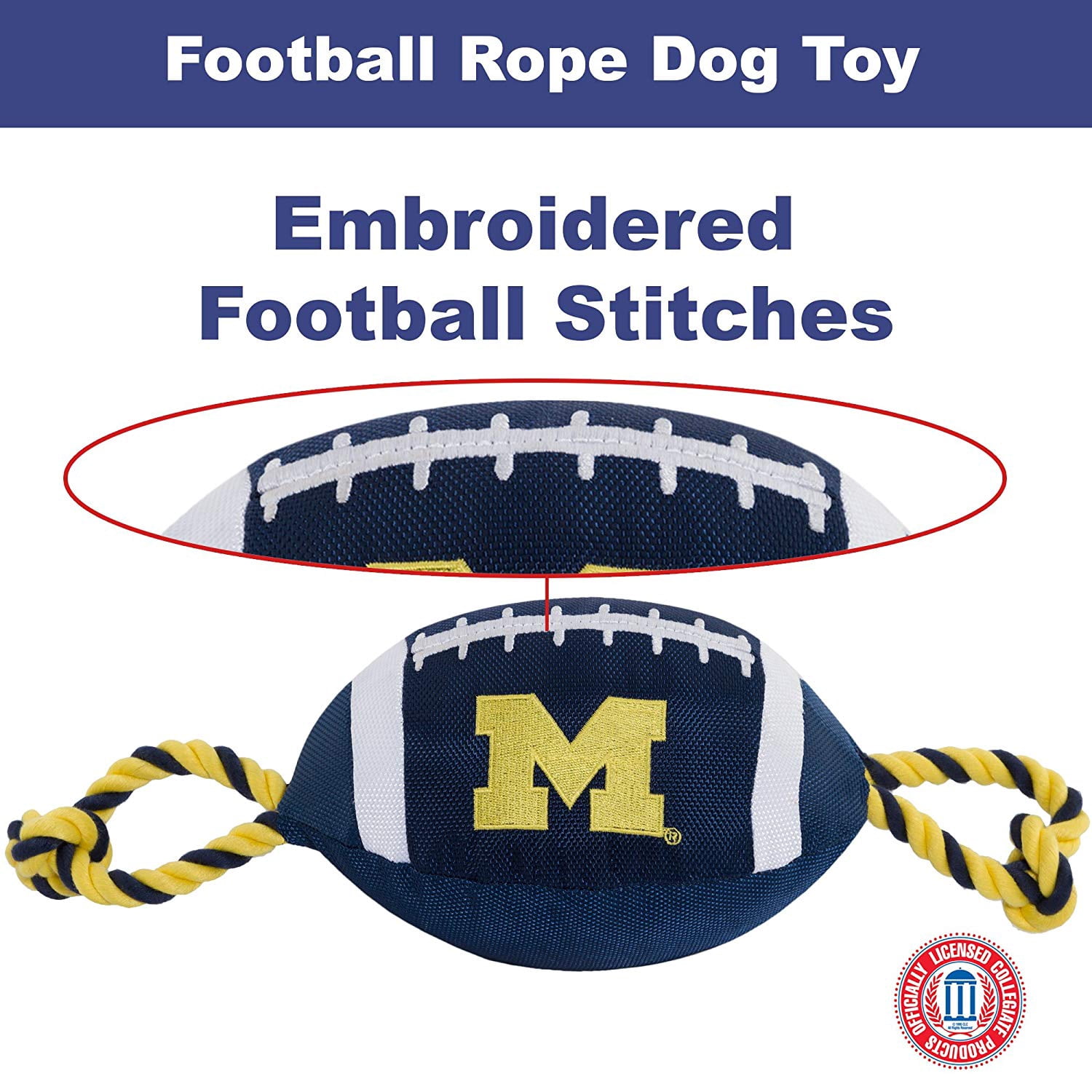 Pets First Collegiate Michigan Nylon Football-Licensed