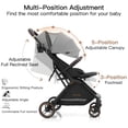 thumbnail image 3 of Gravity Folding Baby Stroller - Portable Toddler Stroller w/ Adjustable Backrest & Canopy, Lightweight and UV Protected Travel Stroller, One-Hand Automatic Folding - Light Gray, 3 of 10