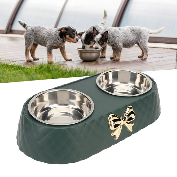 Tazones De Mascotas Dobles Cuencos De Acero Inoxidable Evitan Soporte De Decoración De Bownot Slip Para Gato De Pequeñas Mascotas Medianas