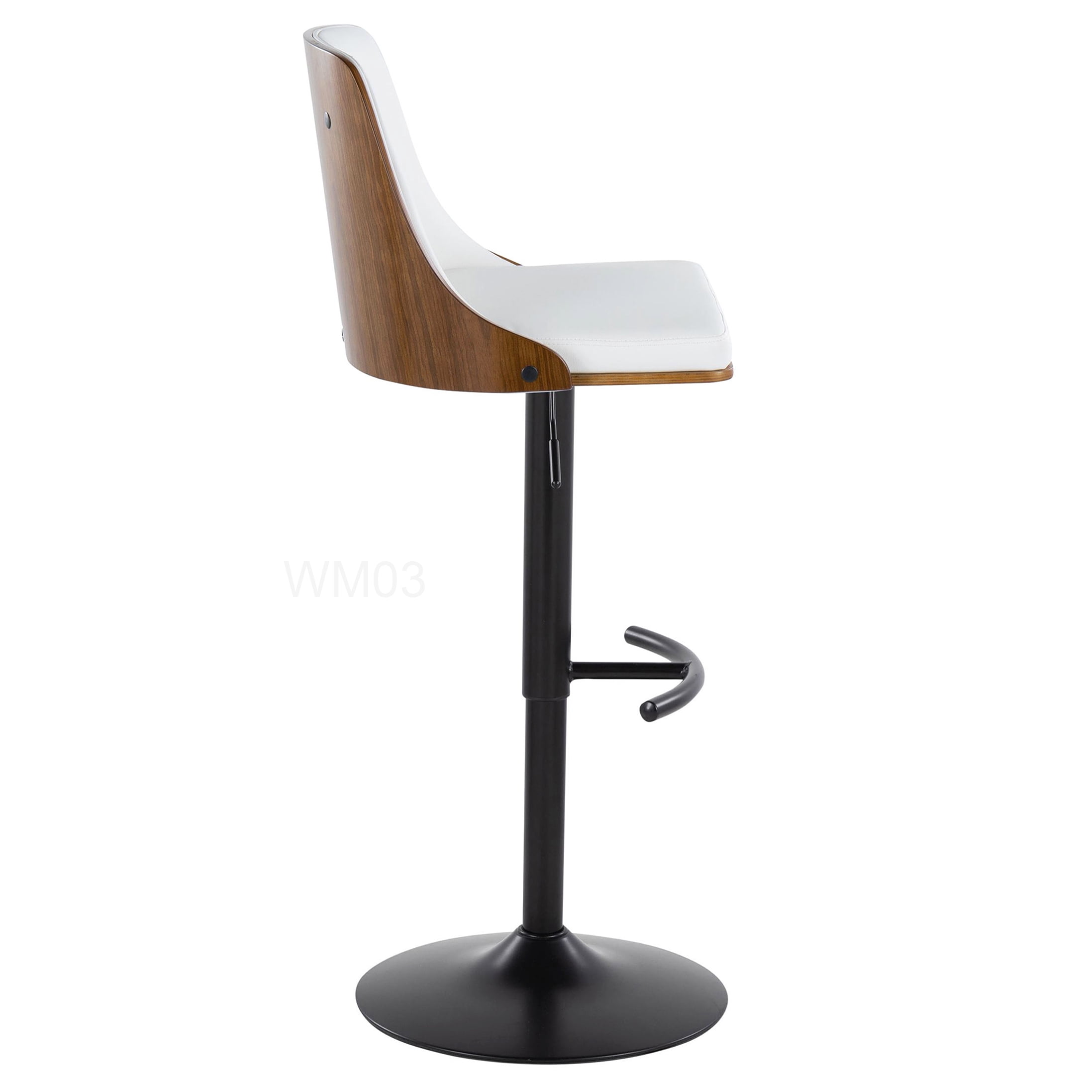 Modern Swivel Bar Stools with Back Set of 2, Adjustable Height, White PU Leather Seat and Footrest
