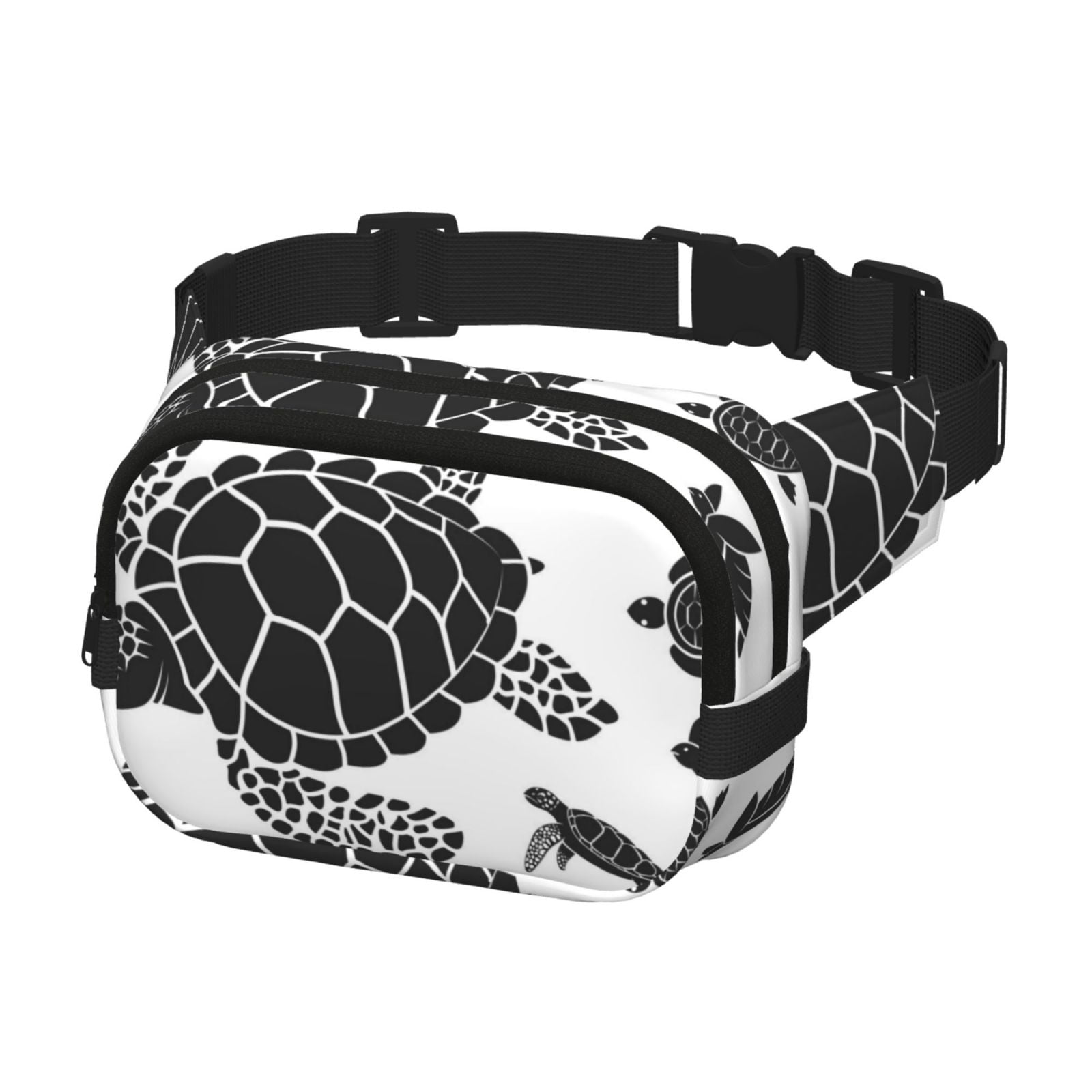 Picia Family Of Sea Turtles Print Square Double-Layer Waist Bag Mini Adjustable Waist Belt Bag Exercise Running Travel Hiking