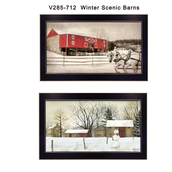 TrendyDecor4U Winter Scenic Barns Printed Wall Art V285-712