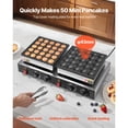 thumbnail image 2 of KFFKFF 50PCS Mini Dutch Pancake Maker, Non-stick Stainless Steel Dorayaki Baker, 1800W Commercial Electric Poffertjes Grill Pan, Dual Temperature & Time Control, Ideal for Kitchens, Restaurants, 2 of 9