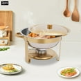thumbnail image 4 of 2PCS Gold Chafing Dish Set, 5QT Round Buffet Warmer with Lids & Burners, Chafing Dishes for Weddings, Events, Banquets, Catering, Party, 4 of 9