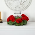 thumbnail image 5 of Nearly Natural 16" Red Geranium Artificial Flower Candelabrum, 5 of 6