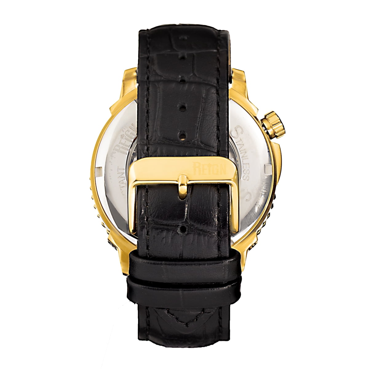 Reign Bauer Automatic Semi-Skeleton Leather-Band Watch 