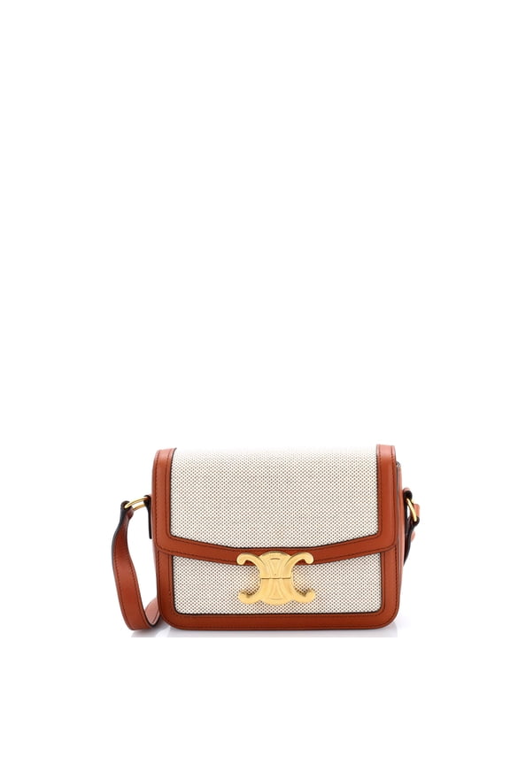 Pre-Owned Triomphe Shoulder Bag Canvas with Leather Teen By Rebag