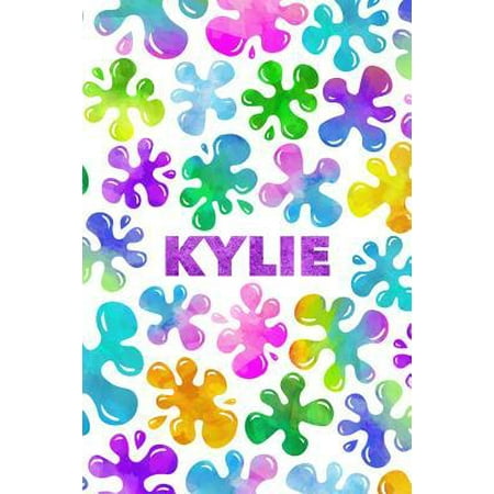 Kylie : Personalized Rainbow Slime Splat Name Notebook - Lined Note Book for Girl Named Kylie - Pink Purple Blue Green Yellow Novelty Notepad Journal with Lines - Birthday Present or Christmas Gift for Daughter, Granddaughter or Friend - Size